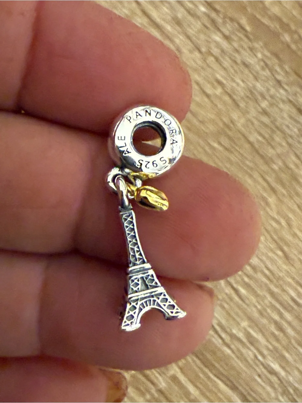 Pandora Two-Tone Eiffel Tower Dangle Charm — Silver & Gold